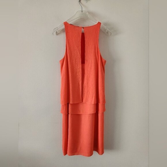 TIBI | Halter Neck Two-Tier Ruffle Dress Grenadine coral red orange sz 2 - Picture 4 of 5